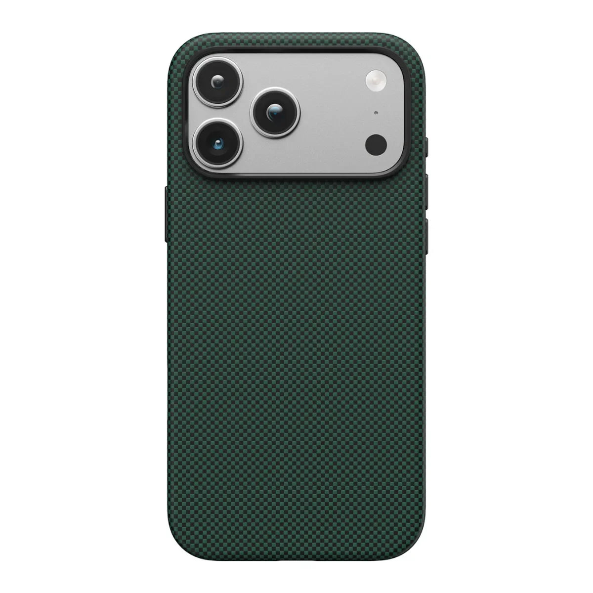 Aramid fiber chess pattern magnetic phone case for iPhone 17 pro in pine green