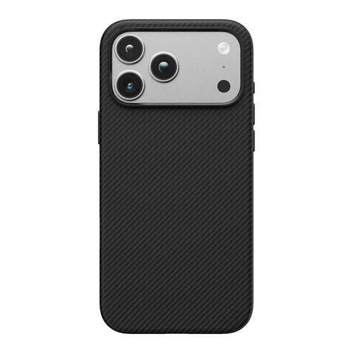 Aramid fiber diagonal twill pattern magnetic phone case for iPhone 17 pro in carbon black