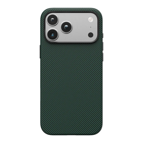 Aramid fiber chess pattern magnetic phone case for iPhone 17 pro in pine green