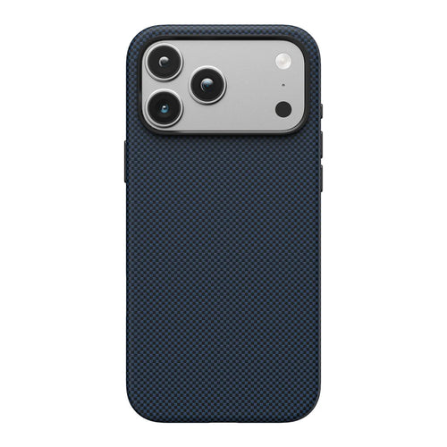 Aramid fiber chess pattern magnetic phone case for iPhone 17 pro max in steel blue